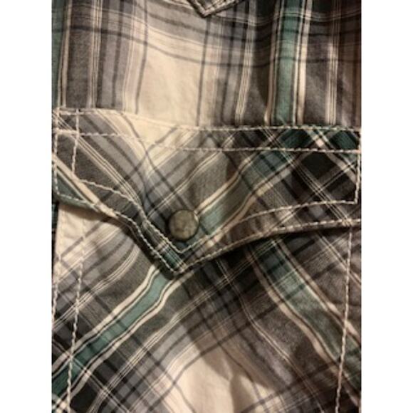 Wrangler Men's XL Rock 47 Western Snap Shirt Black White & Green - Picture 9 of 9